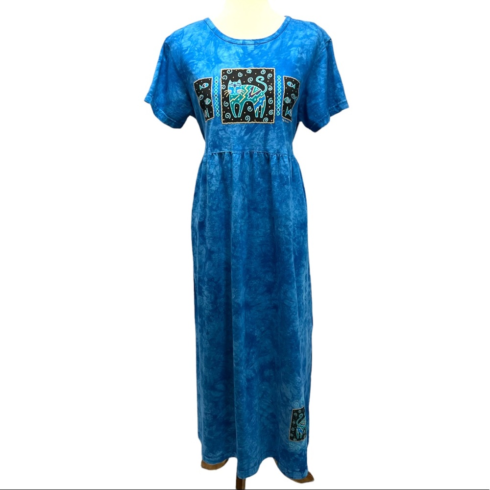 Cactus Bay Apparel by Lynia 2000 Vintage Tie Dye Cat Cotton Maxi Dress